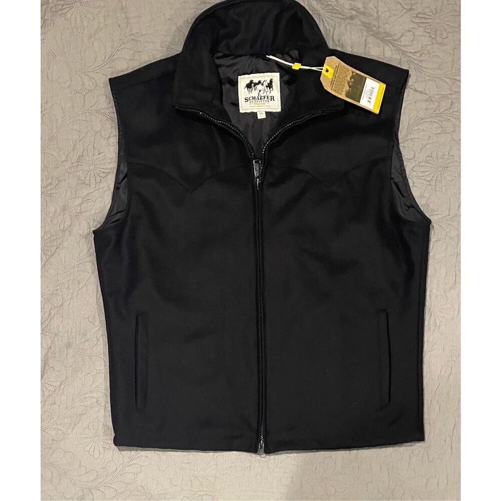 Schaefer Outfitter Yellowstone Men’s Black Wool Arena Vest Texas XL New